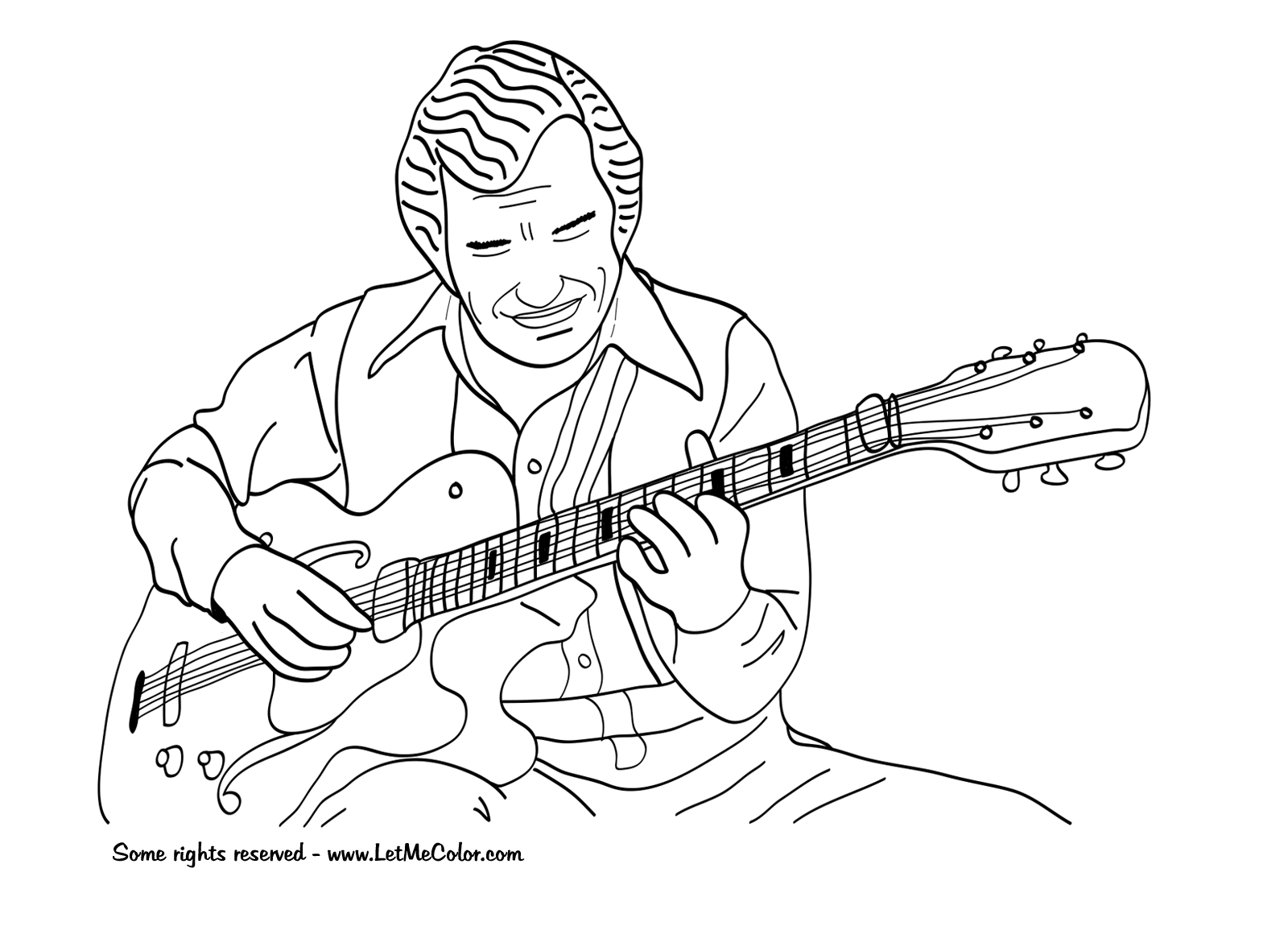 Music Coloring Page Jazz Guitar Free & printable